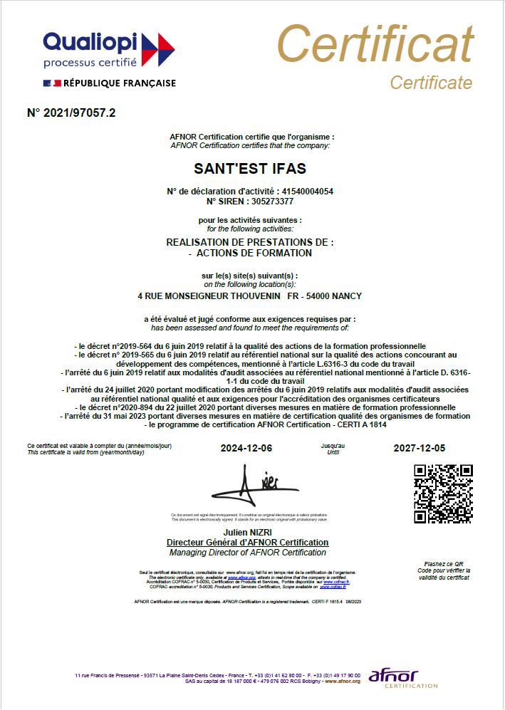 CERTIFICAT QUALIOPI V2