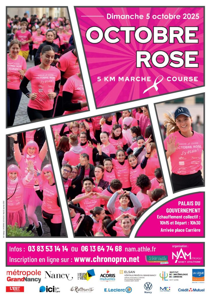 SANT'EST IFAS à Octobre Rose Le 5 octobre 2025, nous avons l’immense plaisir de participer pour la 9ème année à la marche/course Octobre Rose à Nancy, pour sensibiliser et soutenir la lutte contre le cancer du sein.